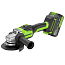 Угловая шлифмашина Greenworks GD24AG, 24V, 125 мм, бесщеточная, с АКБ 8 А/ч и ЗУ